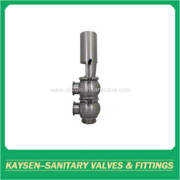 Sanitary pneumatic divert seat valve with clamped end